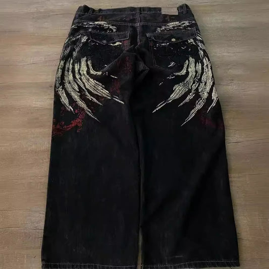 Jeans Sueltos Bordados Estilo Hip Hop