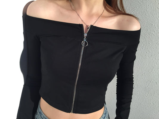 Sweater Hombro Descubierto con Cierre ✨ – Estilo Slim para Otoño e Invierno