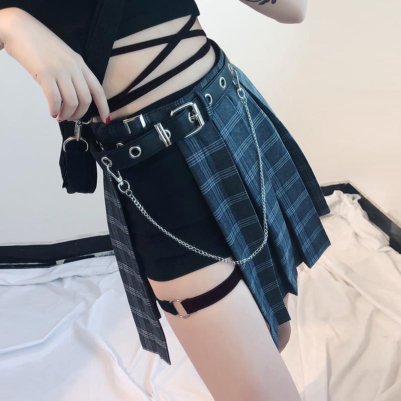 Falda Plisada Urbana ✨ – Short Irregular con Cinturón