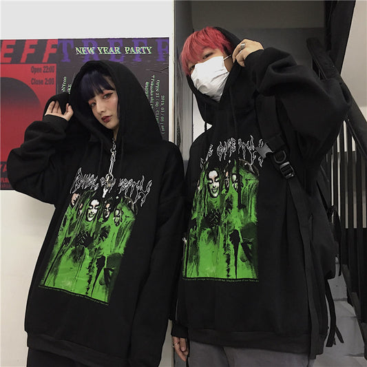Buzo Hoodie Harajuku con Capucha y Estampado Diablo  | Unisex
