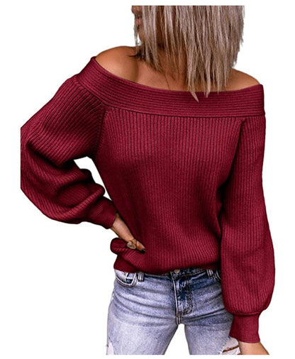 Suéter Off-The-Shoulder Suelto de Punto para Mujer  | Talles para Todas