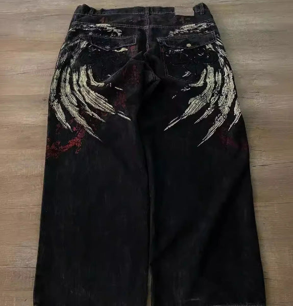 Jeans Sueltos Bordados Estilo Hip Hop
