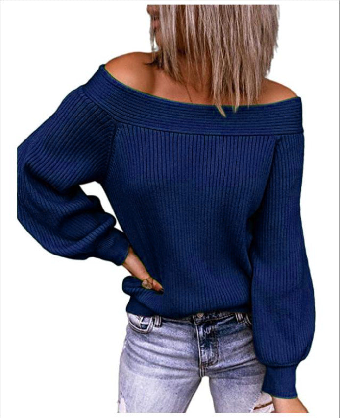 Suéter Off-The-Shoulder Suelto de Punto para Mujer  | Talles para Todas