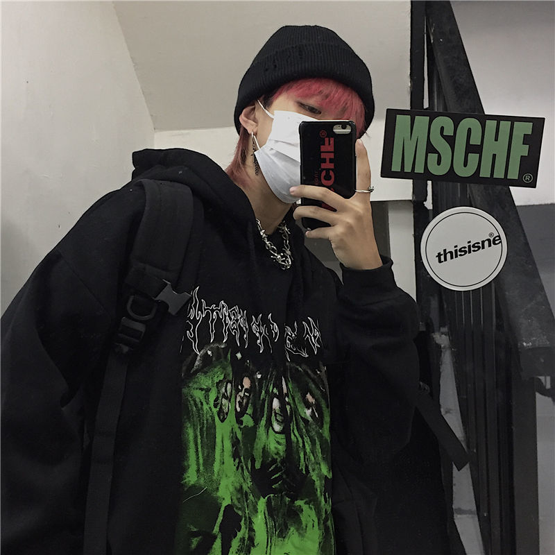 Buzo Hoodie Harajuku con Capucha y Estampado Diablo  | Unisex