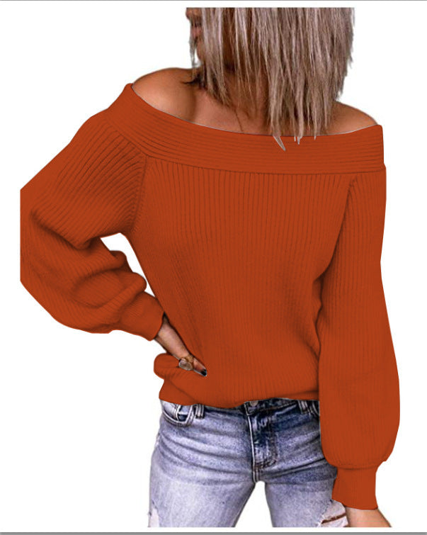 Suéter Off-The-Shoulder Suelto de Punto para Mujer  | Talles para Todas