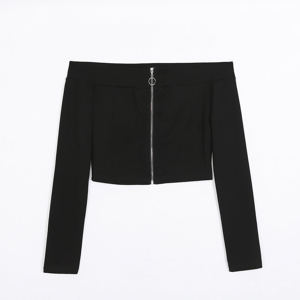 Sweater Hombro Descubierto con Cierre ✨ – Estilo Slim para Otoño e Invierno
