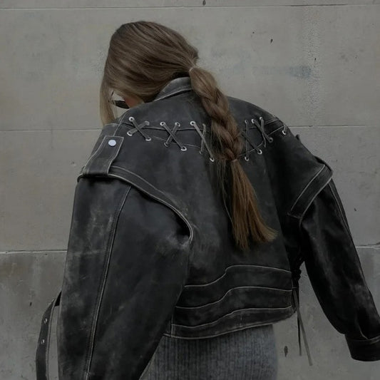 ✨ Campera de cuero sintético estilo vintage – Elegancia con actitud