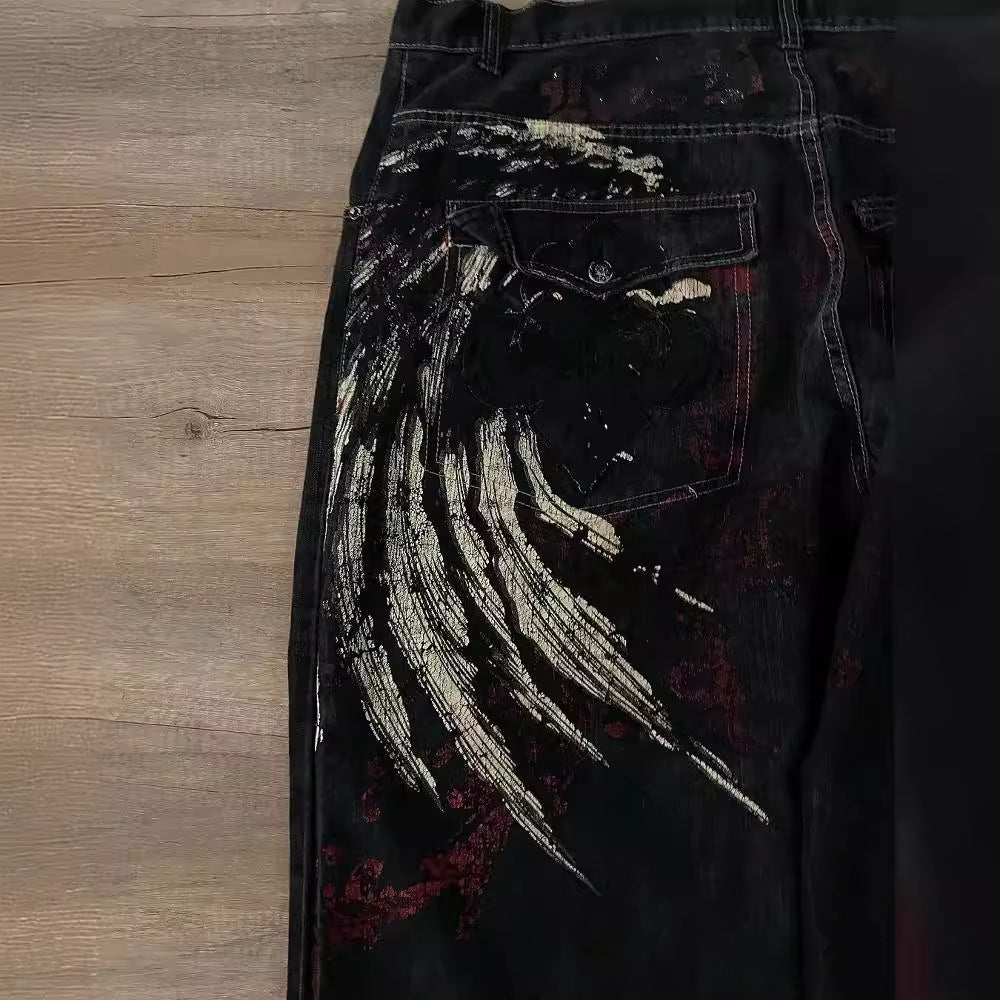 Jeans Sueltos Bordados Estilo Hip Hop