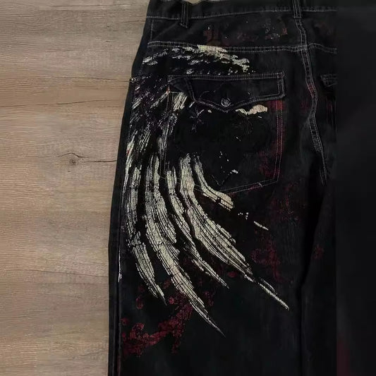 Jeans Sueltos Bordados Estilo Hip Hop