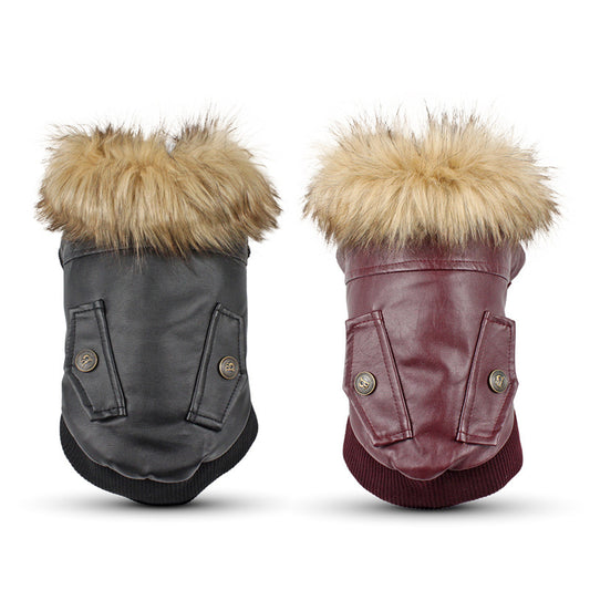 Campera de Cuero para mascotas con peludito