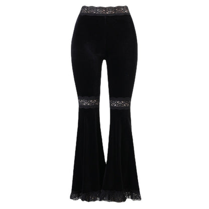 Pantalones Góticos Acampanados ️ – Tiro Alto con Encaje Oscuro