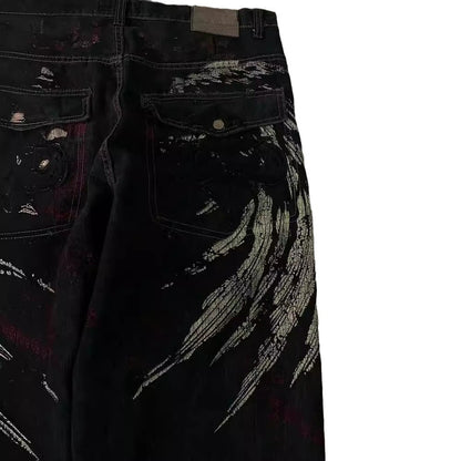 Jeans Sueltos Bordados Estilo Hip Hop