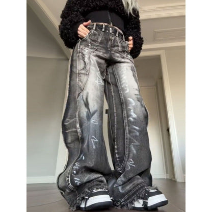 Jeans Graffiti Estilo Americano Lavado para Mujer  | Talles para Todas