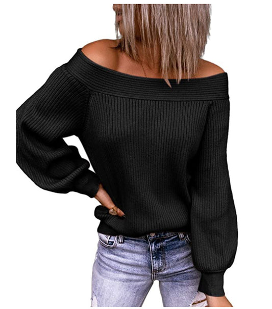 Suéter Off-The-Shoulder Suelto de Punto para Mujer  | Talles para Todas