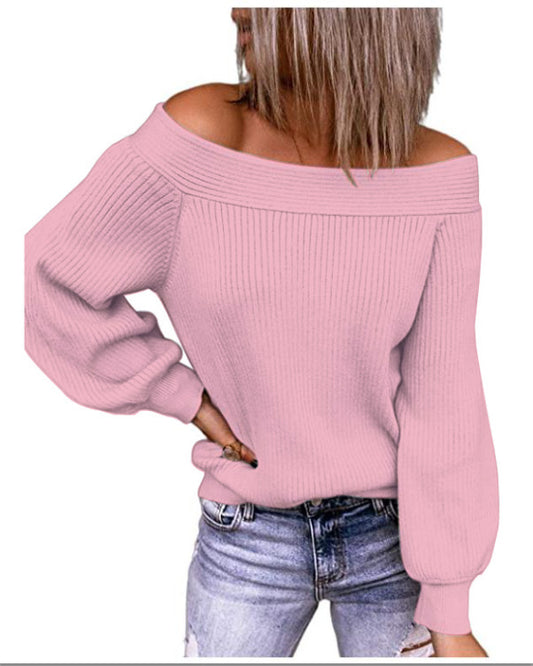 Suéter Off-The-Shoulder Suelto de Punto para Mujer  | Talles para Todas