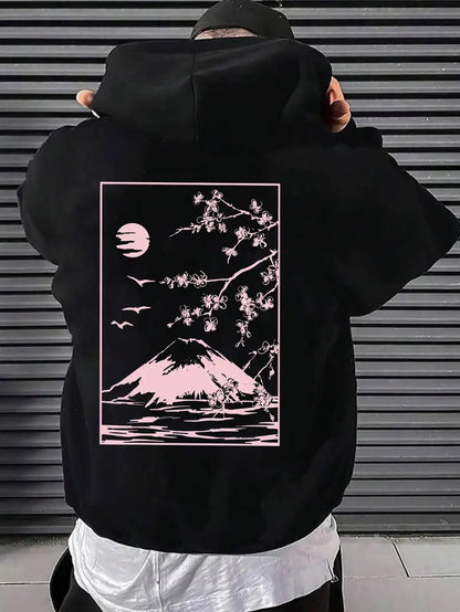 ⛰️ Hoodie “Luna sobre Fuji” – Estilo Japonés con Espíritu Tranquilo