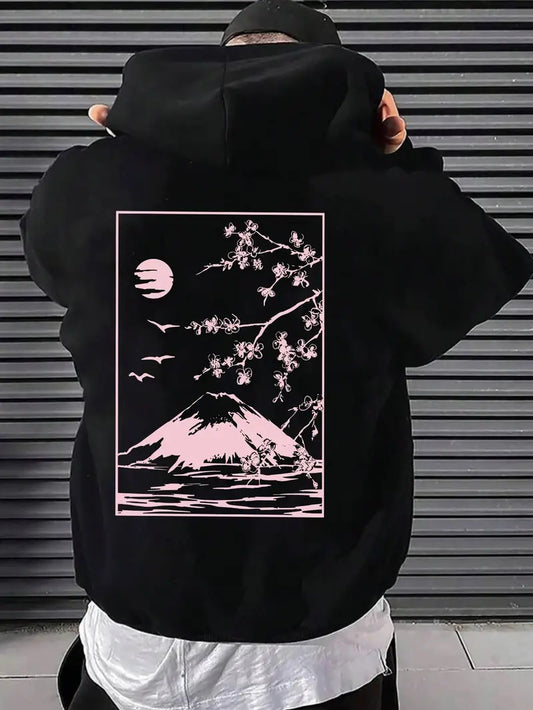 ⛰️ Hoodie “Luna sobre Fuji” – Estilo Japonés con Espíritu Tranquilo