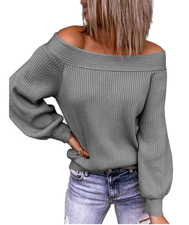 Suéter Off-The-Shoulder Suelto de Punto para Mujer  | Talles para Todas