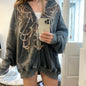 Cardigan Hoodie Estilo Street Hipster con Estampa de Esqueleto  | Talles para Todas